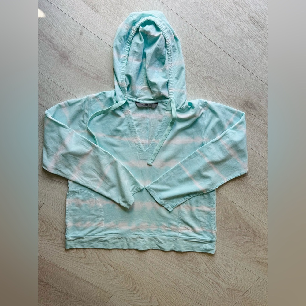 Aqua, Tasc Performance Seashore Hoodie Size M, V-neck Women’s